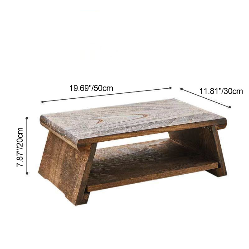 Traditional Japanese Rectangular Solid Wood Coffee Table 1-Shelf For Living Room Lumendat