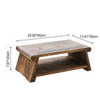 Traditional Japanese Rectangular Solid Wood Coffee Table 1-Shelf For Living Room Lumendat