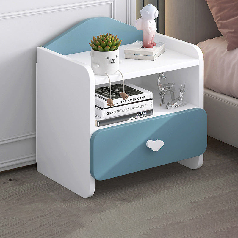 Lumendat Modern Eclectic Kids Rectangular Panel Nightstand 1/2 Drawer For Bedroom Lumendat