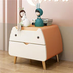 Lumendat Contemporary Creative Kids Cartoon Cat Solid Wood Carbon Steel Microfiber Leather Nightstand 2-Drawer For Bedroom Lumendat