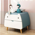 Lumendat Contemporary Creative Kids Cartoon Cat Solid Wood Carbon Steel Microfiber Leather Nightstand 2-Drawer For Bedroom Lumendat