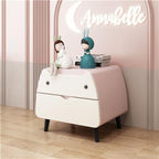 Lumendat Contemporary Creative Kids Cartoon Cat Solid Wood Carbon Steel Microfiber Leather Nightstand 2-Drawer For Bedroom Lumendat