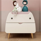 Lumendat Contemporary Creative Kids Cartoon Cat Solid Wood Carbon Steel Microfiber Leather Nightstand 2-Drawer For Bedroom Lumendat