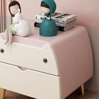 Lumendat Contemporary Creative Kids Cartoon Cat Solid Wood Carbon Steel Microfiber Leather Nightstand 2-Drawer For Bedroom Lumendat