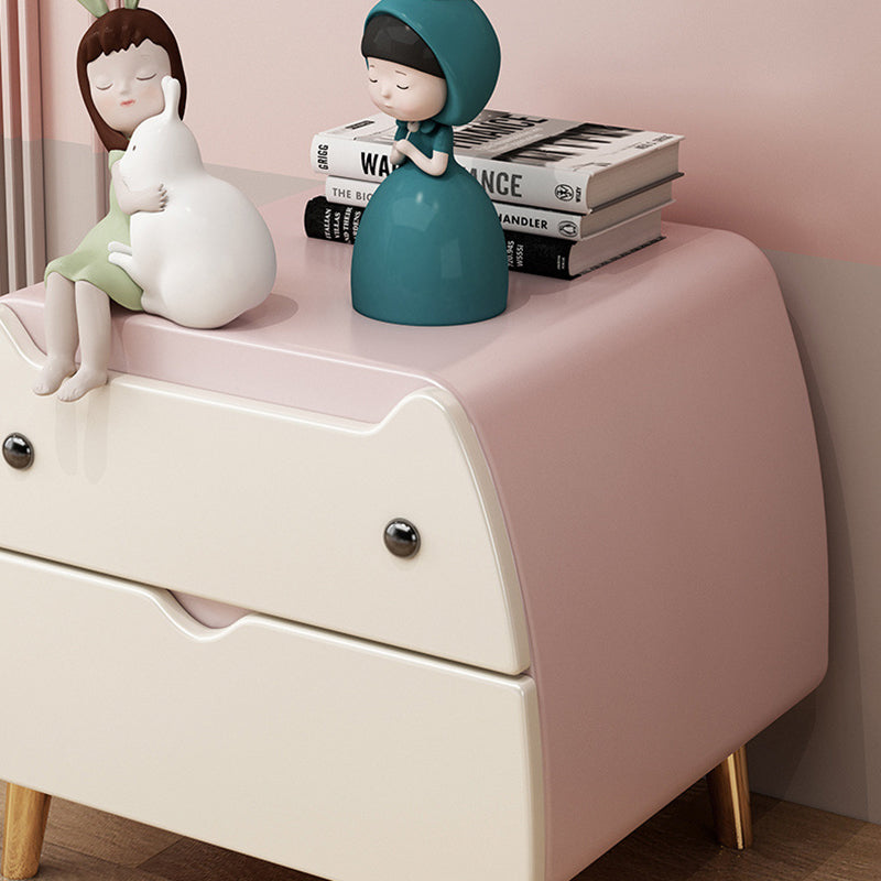 Lumendat Contemporary Creative Kids Cartoon Cat Solid Wood Carbon Steel Microfiber Leather Nightstand 2-Drawer For Bedroom Lumendat