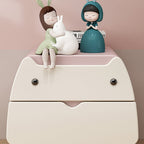 Lumendat Contemporary Creative Kids Cartoon Cat Solid Wood Carbon Steel Microfiber Leather Nightstand 2-Drawer For Bedroom Lumendat