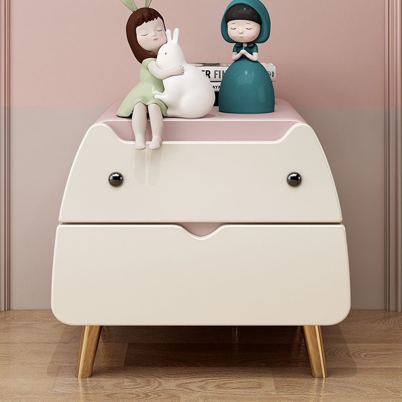 Lumendat Contemporary Creative Kids Cartoon Cat Solid Wood Carbon Steel Microfiber Leather Nightstand 2-Drawer For Bedroom Lumendat