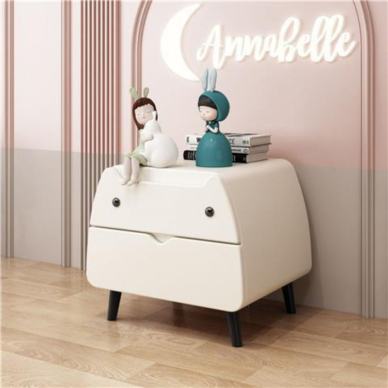 Lumendat Contemporary Creative Kids Cartoon Cat Solid Wood Carbon Steel Microfiber Leather Nightstand 2-Drawer For Bedroom Lumendat