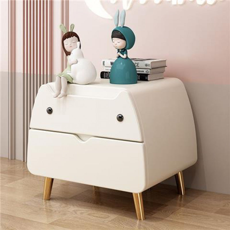 Lumendat Contemporary Creative Kids Cartoon Cat Solid Wood Carbon Steel Microfiber Leather Nightstand 2-Drawer For Bedroom Lumendat