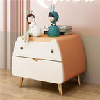 Lumendat Contemporary Creative Kids Cartoon Cat Solid Wood Carbon Steel Microfiber Leather Nightstand 2-Drawer For Bedroom Lumendat
