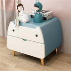 Lumendat Contemporary Creative Kids Cartoon Cat Solid Wood Carbon Steel Microfiber Leather Nightstand 2-Drawer For Bedroom Lumendat