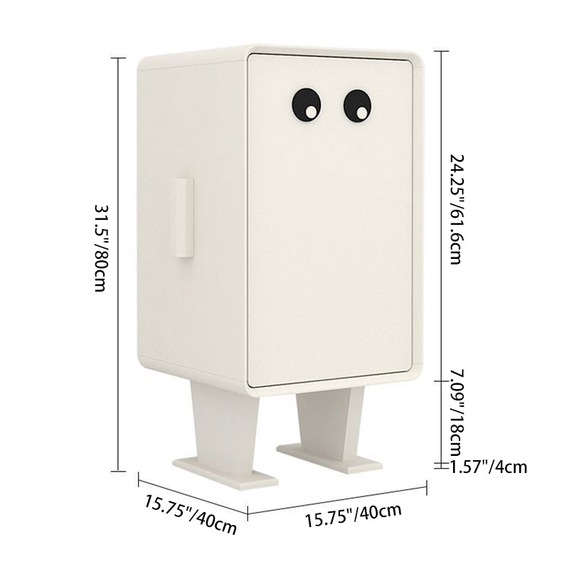 Lumendat Contemporary Creative Kids Robot Square Tabletop Medium Fiberboard Nightstand 2-Cabinet For Bedroom Lumendat