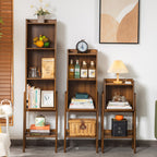 Traditional Japanese Square Bamboo Bookshelves 3/4/5 Tier For Living Room Lumendat