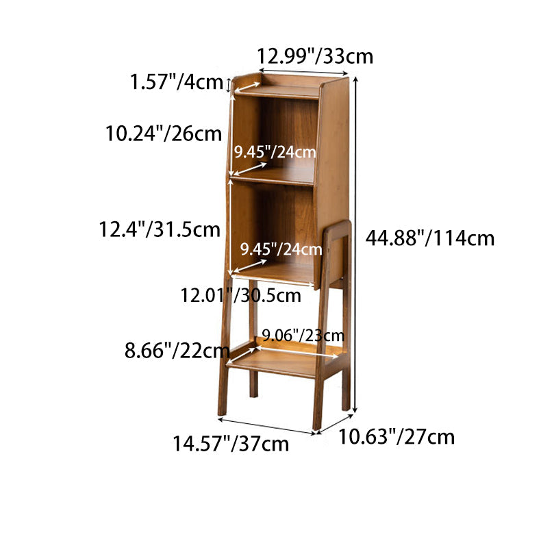 Traditional Japanese Square Bamboo Bookshelves 3/4/5 Tier For Living Room Lumendat