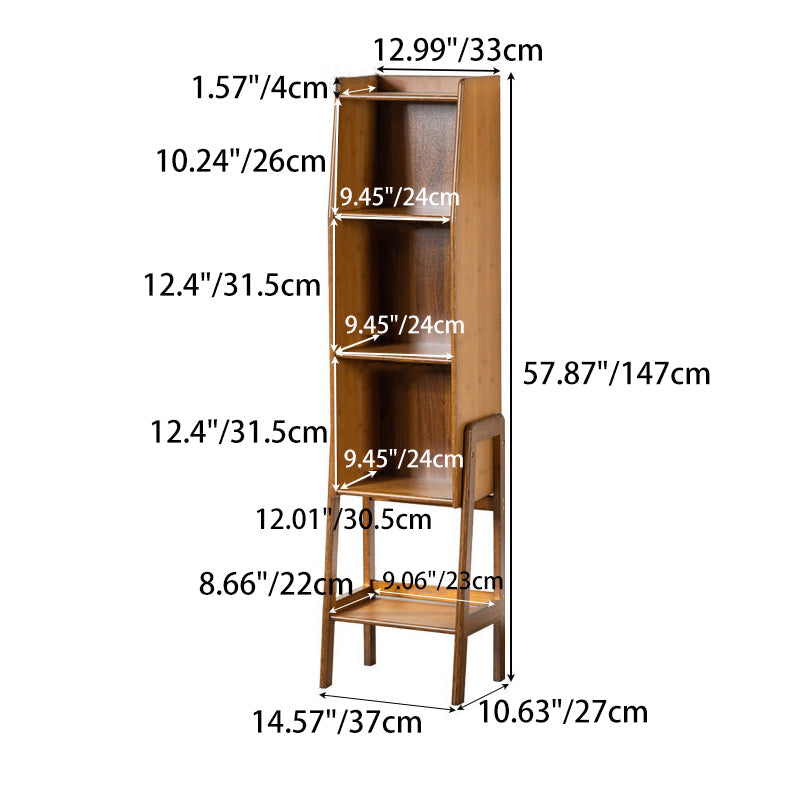 Traditional Japanese Square Bamboo Bookshelves 3/4/5 Tier For Living Room Lumendat