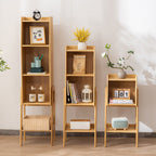 Traditional Japanese Square Bamboo Bookshelves 3/4/5 Tier For Living Room Lumendat