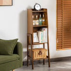 Traditional Japanese Square Bamboo Bookshelves 3/4/5 Tier For Living Room Lumendat