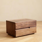 Contemporary Scandinavian Rectangular Desktop Solid Wood Nightstand With Labor-Saving Pulls 2-Drawer For Bedroom Lumendat