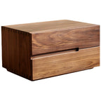 Contemporary Scandinavian Rectangular Desktop Solid Wood Nightstand With Labor-Saving Pulls 2-Drawer For Bedroom Lumendat