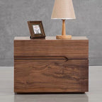 Contemporary Scandinavian Rectangular Desktop Solid Wood Nightstand With Labor-Saving Pulls 2-Drawer For Bedroom Lumendat