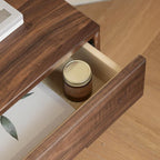 Contemporary Scandinavian Rectangular Desktop Solid Wood Nightstand With Labor-Saving Pulls 2-Drawer For Bedroom Lumendat