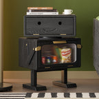Lumendat Modern Art Deco Kids Robot Rubberwood Acrylic Plastic Rotatable Nightstand 2-Drawer For Bedroom Lumendat