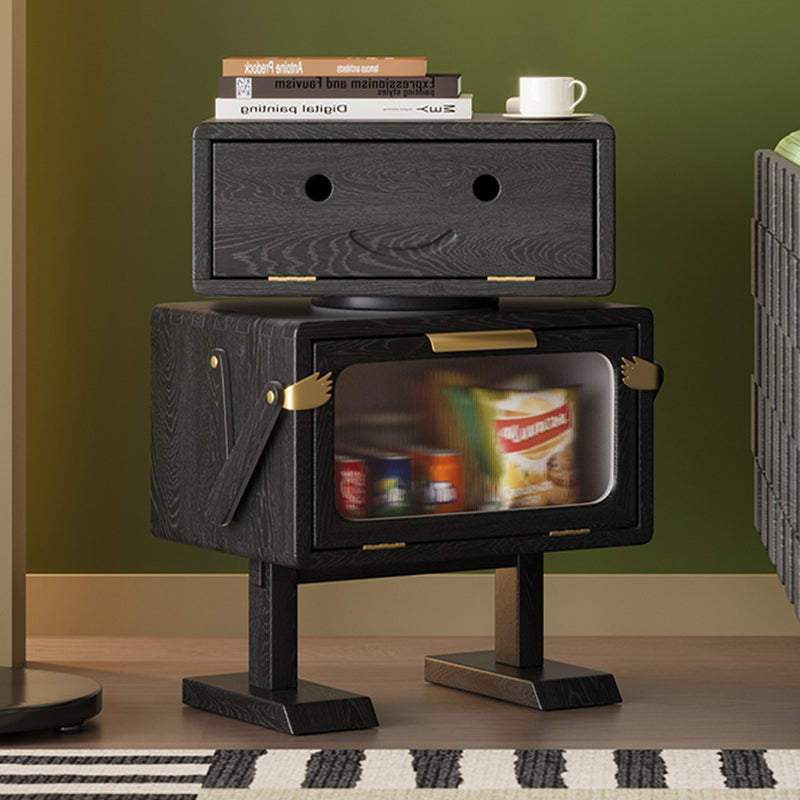 Lumendat Modern Art Deco Kids Robot Rubberwood Acrylic Plastic Rotatable Nightstand 2-Drawer For Bedroom Lumendat