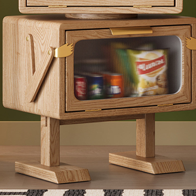 Lumendat Modern Art Deco Kids Robot Rubberwood Acrylic Plastic Rotatable Nightstand 2-Drawer For Bedroom Lumendat