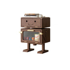 Lumendat Modern Art Deco Kids Robot Rubberwood Acrylic Plastic Rotatable Nightstand 2-Drawer For Bedroom Lumendat