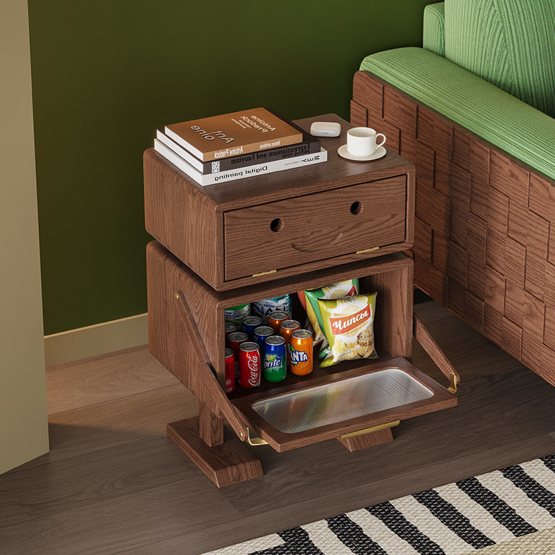 Lumendat Modern Art Deco Kids Robot Rubberwood Acrylic Plastic Rotatable Nightstand 2-Drawer For Bedroom Lumendat