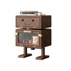 Lumendat Modern Art Deco Kids Robot Rubberwood Acrylic Plastic Rotatable Nightstand 2-Drawer For Bedroom Lumendat