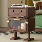 Lumendat Modern Art Deco Kids Robot Rubberwood Acrylic Plastic Rotatable Nightstand 2-Drawer For Bedroom Lumendat