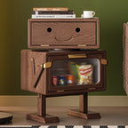 Lumendat Modern Art Deco Kids Robot Rubberwood Acrylic Plastic Rotatable Nightstand 2-Drawer For Bedroom Lumendat