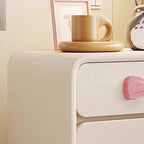 Lumendat Modern Art Deco Rectangular Bowknot Plywood Solid Wood Kids Nightstand 2-Drawer For Bedroom Lumendat