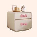 Lumendat Modern Art Deco Rectangular Bowknot Plywood Solid Wood Kids Nightstand 2-Drawer For Bedroom Lumendat