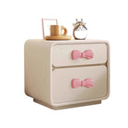 Lumendat Modern Art Deco Rectangular Bowknot Plywood Solid Wood Kids Nightstand 2-Drawer For Bedroom Lumendat