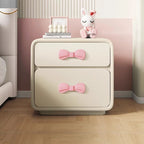 Lumendat Modern Art Deco Rectangular Bowknot Plywood Solid Wood Kids Nightstand 2-Drawer For Bedroom Lumendat