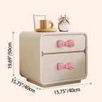 Lumendat Modern Art Deco Rectangular Bowknot Plywood Solid Wood Kids Nightstand 2-Drawer For Bedroom Lumendat