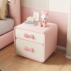 Lumendat Modern Art Deco Rectangular Bowknot Plywood Solid Wood Kids Nightstand 2-Drawer For Bedroom Lumendat