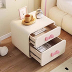 Lumendat Modern Art Deco Rectangular Bowknot Plywood Solid Wood Kids Nightstand 2-Drawer For Bedroom Lumendat