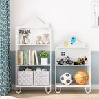 Lumendat Modern Minimalist Large Capacity House Shape Iron Kids Floor-Standing Bookshelf 2/3-Shelf For Study Lumendat