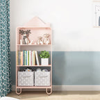 Lumendat Modern Minimalist Large Capacity House Shape Iron Kids Floor-Standing Bookshelf 2/3-Shelf For Study Lumendat