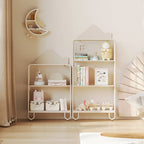 Lumendat Modern Minimalist Large Capacity House Shape Iron Kids Floor-Standing Bookshelf 2/3-Shelf For Study Lumendat