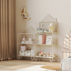 Lumendat Modern Minimalist Large Capacity House Shape Iron Kids Floor-Standing Bookshelf 2/3-Shelf For Study Lumendat