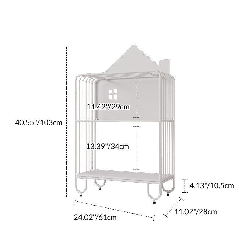 Lumendat Modern Minimalist Large Capacity House Shape Iron Kids Floor-Standing Bookshelf 2/3-Shelf For Study Lumendat