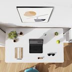 Modern Simplicity Liftable Rectangular Solid Wood & Solid Wood Particle Board Carbon Steel Desk 1-Drawer For Home Office DFM-F