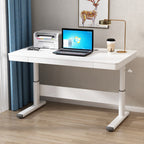 Modern Simplicity Liftable Rectangular Solid Wood & Solid Wood Particle Board Carbon Steel Desk 1-Drawer For Home Office DFM-F