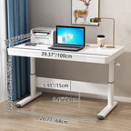 Modern Simplicity Liftable Rectangular Solid Wood & Solid Wood Particle Board Carbon Steel Desk 1-Drawer For Home Office DFM-F