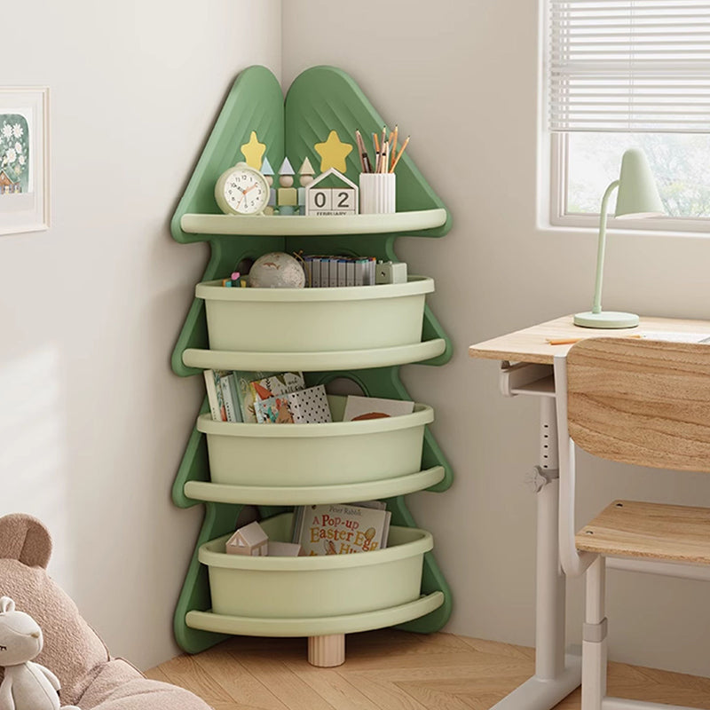 Lumendat Contemporary Creative Christmas Tree Environmentally Friendly HDPE Kids Corner Storage Shelf 4-Tier For Living Room Lumendat