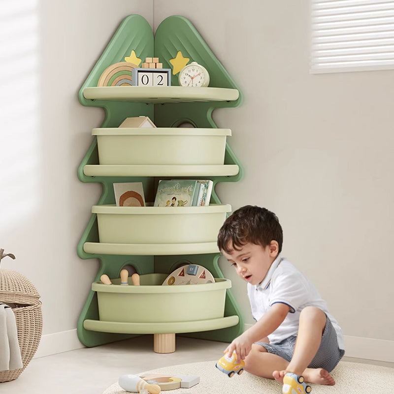 Lumendat Contemporary Creative Christmas Tree Environmentally Friendly HDPE Kids Corner Storage Shelf 4-Tier For Living Room Lumendat